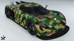 Le motif de camouflage militaire "Ranger safari" sur la voiture Överflöd Entity MT