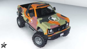 Le motif de carrosserie "Camouflage forestier" présent sur le tout-terrain Vapid Riata