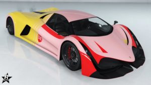 Le motif "Bandes jaunes" présent sur la voiture Principe Deveste Eight dans GTA Online