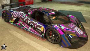 Le motif "Élite HSW" qui se débloque en terminant l'ensemble des contres-la-montre HSW, présent sur la carrosserie de la Principe Deveste Eight