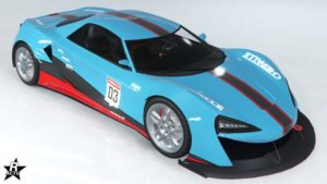 Le motif de carrosserie "Bandes de course Cheppalle" présent sur la supersportive Itali GTB Custom