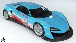 La voiture britannique Progen Itali GTB disposant du motif "Kreppsohle"