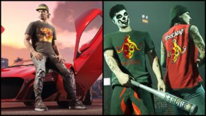 La casquette Los Santos noire, le débardeur Fooligan, le t-shirt Coil Cyclone et le t-shirt Fooligan qui sont à débloquer pour les membres GTA+ en avril 2024