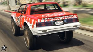 Vue arrière de la Willard Faction Custom Donk dans GTA Online