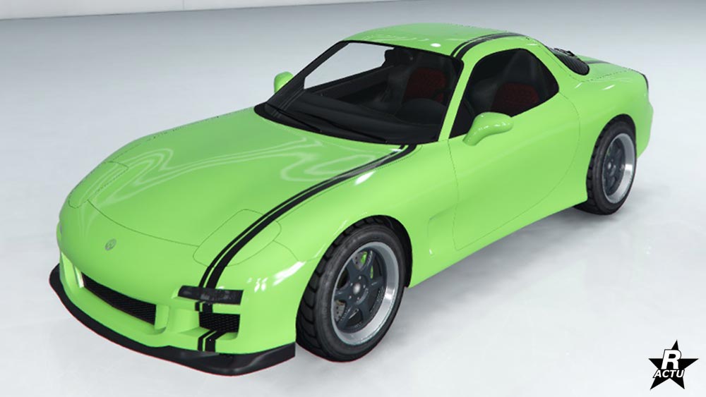 La voiture ZR350 de chez Annis disposant du motif de carrosserie "Bandes Annis alternatives" dans le jeu vidéo GTA Online