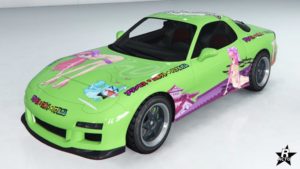 Le motif "Princess Robot Bubblegum" sur le véhicule japonais ZR350
