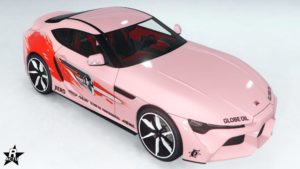 Le vinyle "10 minutes départ arrêté alternatif" appliqué sur la carrosserie du véhicule Dinka Jester RR dans GTA Online