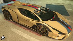 Le motif "Bandes Arrow" sur la carrosserie du véhicule Pegassi Ignus armée