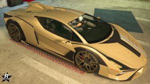 Le motif de véhicule "Bandes blanches" sur la Pegassi Ignus armée.