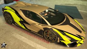 La voiture Pegassi Ignus armée avec le motif de carrosserie "Vert vipère"