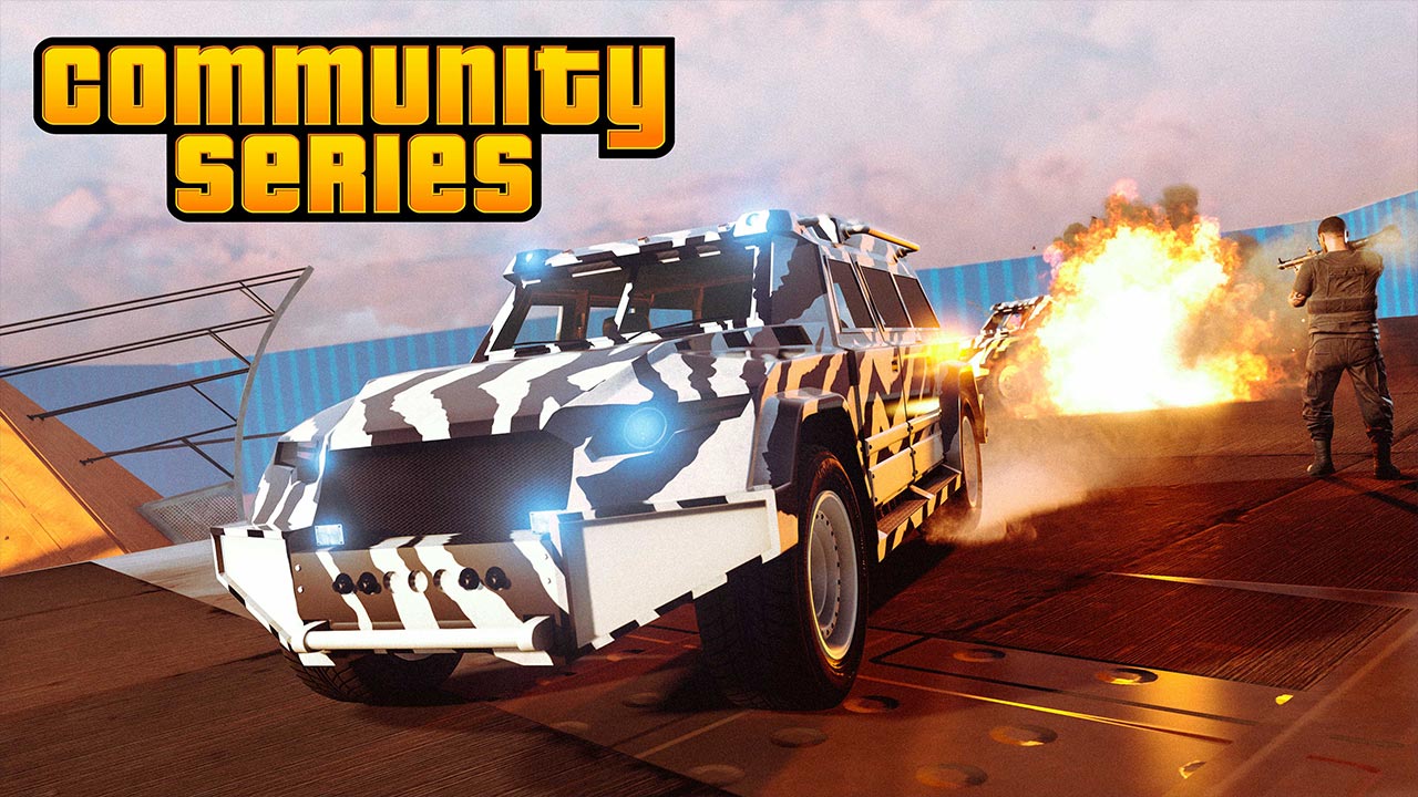 Le véhicule militaire Nightshark dansu une activité créée par la communauté de GTA Online