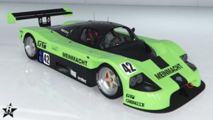 La voiture britannique LM87 du constructeur Benefactor, disposant du motif de carrosserie "Meinmacht"