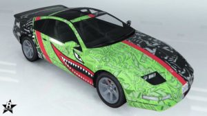 Le motif exclusif "Camouflage requin" pour les membres GTA+, présent sur la carrosserie de la voiture Annis Euros X32 dans le jeu vidéo GTA Online.