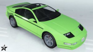 Le décalco "Drapeau de course noir" sur la voiture japonaise Euros X32