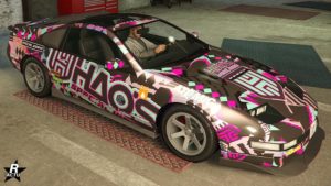 Le décalco "Élite HSW" sur la carrosserie du véhicule Euros X32 dans le jeu vidéo GTA Online.