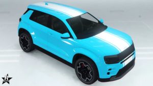 Le groupe de décalcomanie se nommant "Bandes blanches" sur la carrosserie de la voiture Castigator dans le jeu vidéo GTA Online