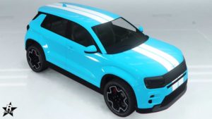 Le motif "Bandes, bords rouges" présent sur la carrosserie du SUV