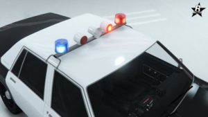Le groupe de gyrophares "Avertisseurs lumineux custom 6" sur le toit de la voiture de police Impaler LX Cruiser