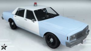 La voiture de police Declasse Impaler LX Cruiser sans aucun motif sur sa carrosserie.