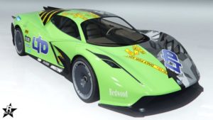 Le skin de carrosserie "Camouflage de course de rue" sur celle de l'Overflod Pipistrello.