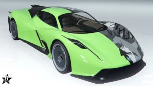 L'Overflod Pipistrello avec le motif "Camouflage de rue gauche" sur sa carrosserie.