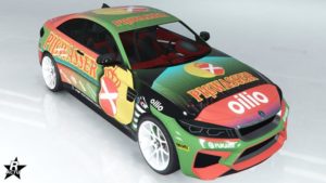 Le skin de carrosserie "Course Pisswasser rouge" présent sur la voiture Cypher