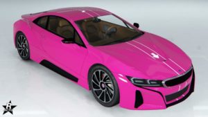 Le motif de carrosserie "Bandes blanches, flèche" présent sur l'Ubermacht Niobe. Le motif se distingue par deux fines bandes blanches parallèle, traversant verticalement le véhicule, avec sur le capot, une flèche blanche se trouvant entre les deux lignes blanche.