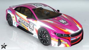 La voiture Ubermacht Niobe disposant du motif de carrosserie "Course Modular"