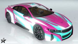 Le motif de véhicule exclusif aux membres GTA+ "Ligue de course", sur la carrosserie de l'Ubermacht Niobe.