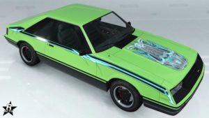 La Dominator FX avec le motif "Bandes Hardcore" présent sur sa carrosserie.