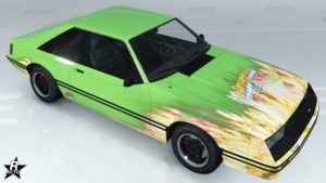 La voiture Vapid Dominator FX disposant du motif rare "Flammes classique" sur sa carrosserie.
