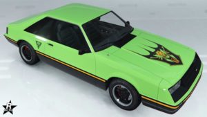 Le motif "Mangeur de serpent noir" présent sur la carrosserie du bolide.