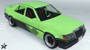 Le véhicule Benefactor Vorschlaghammer disposant du motif "Bandes noires basses" sur sa carrosserie dans le jeu vidéo GTA Online