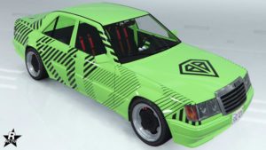 Le décalco "Course Benefactor noir" présent sur la carrosserie de la voiture allemande Benefactor Vorschlaghammer