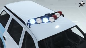 Avertisseurs lumineux custom 3 sur le toit de la voiture de flic Bravado Dorado Cruiser