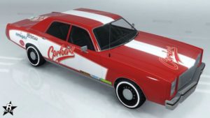La voiture Bravado Greenwood disposant du décalco "Corkers" sur sa carrosserie.