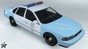 L'Impaler SZ Cruiser avec le motif "LSPD" standard de la police de Los Santos.