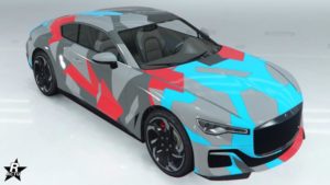 Le groupe de vinyle "Camouflage de rue rouge" sur la carrosserie de la Paragon S