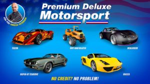 Image présentant les véhicules disponibles à l'achat dans la concession Premium Deluxe Motorsport cette semaine. Il s'agit du quad Blazer Hot Rod et les voitures Rapid GT Classique, Tigon, Vacca et Verlierer