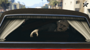 GIF (image animée) montant le mouvement de la main du monstre présent dans le cercueil à l'arrière du corbillard Albany Lurcher dans le jeu vidéo GTA Online.