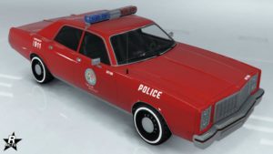 Le groupe de décalcomanie "Police de LS alternatif" présent sur la carrosserie de la Greenwood Cruiser.