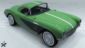 Le skin de véhicule "Bande blanche" sur la carrosserie de l'Invetero Coquette D1.