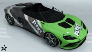 Image du motif "Flint Tools Anteater" apparaissant sur la voiture Pegassi Zorrusso dans le jeu vidéo GTA Online.