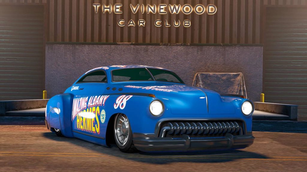Image d'une vue avant de la voiture Albany Hermes avec un skin de carrosserie exclusif.
