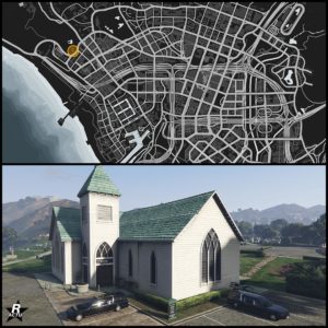 Carte de GTA Online montrant ou le véhicule Chariot Corbillard Romero peut apparaître en jeu.