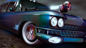 Image donnant un aperçu des peintures caméléon Perle bleu-vert foncé et Perle flaque d'huile sur la voiture Albany Brigham dans GTA Online.