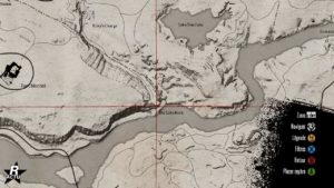 Emplacement du second coffre au trésor, il se trouve à Del Lobo Rock, à l'est de Fort Mercer dans Red Dead Redemption.