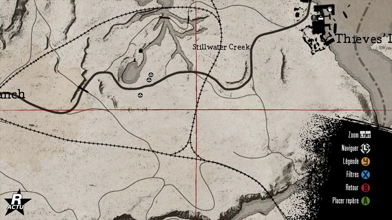 Emplacements dans le jeu vidéo Red Dead Redemption des camomilles sauvages qui sont à trouver dans la mission secondaire "Des fleurs pour une dame".