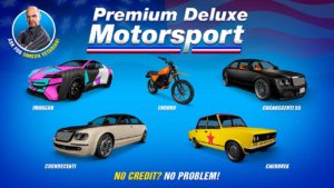 Images des cinq véhicules disponibles cette semaine dans la concession automobile Premium Deluxe Motorsport dans le jeu vidéo GTA Online. Il s'agit des véhicules suivants : Cheburek, Cognoscenti, Cognoscenti 55, Enduro et Imorgon.