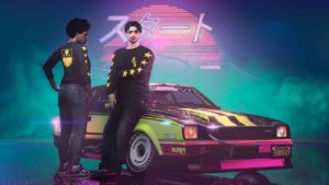 Deux personnages portant le pull Pacific Standard dans GTA Online